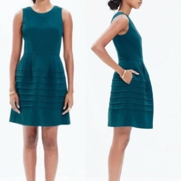 NWT Madewell Women's Sheath Green Fit Flare Textured Sleeveless Dress - Size 10 - Picture 8 of 8